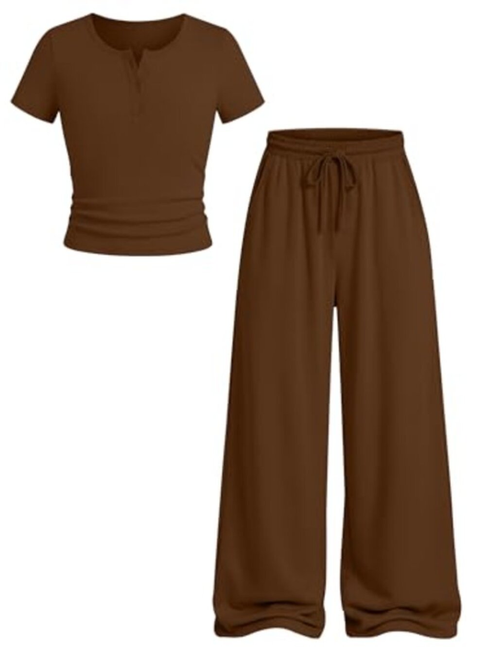 Girls 2 Piece Lounge Set Short Sleeve Top Wide Leg Pants Kids Casual